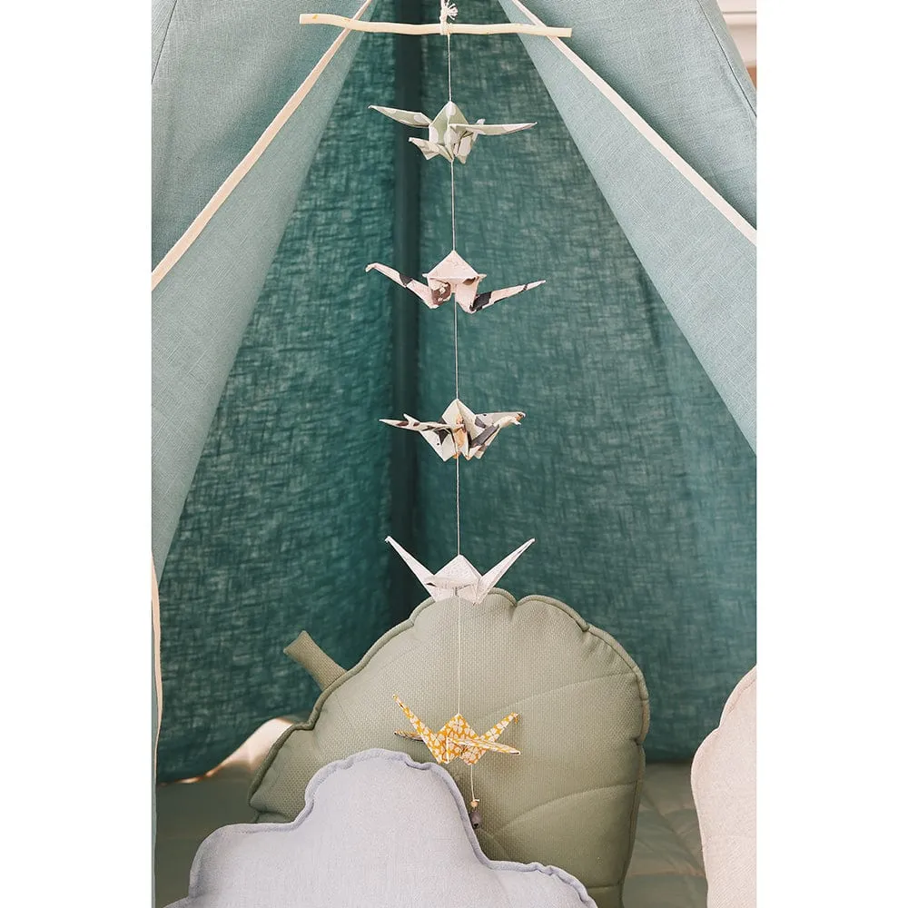 Gold Star Teepee With Garland And Mat Set - Blue & Grey