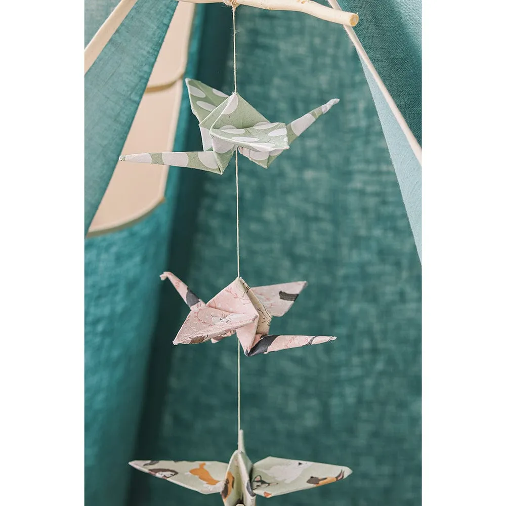 Gold Star Teepee With Garland And Mat Set - Blue & Grey