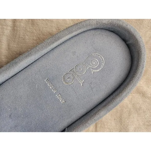 Golo Trieste Suede Slide in Celeste Blue with Gold Chain Link Accent Size 7