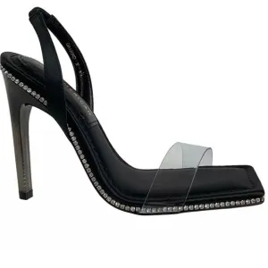 Good American Black Sling back Heel Crystal Crush Size 7.5 $195 MSRP
