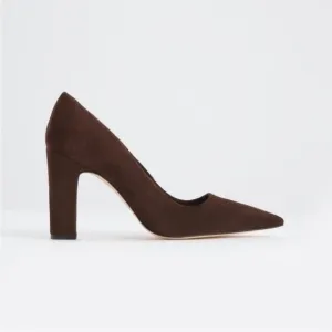 Good American Brown Suede Block Heel Pumps