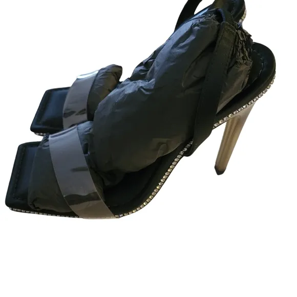 Good American Open Square Toe Heels, color black Size 7