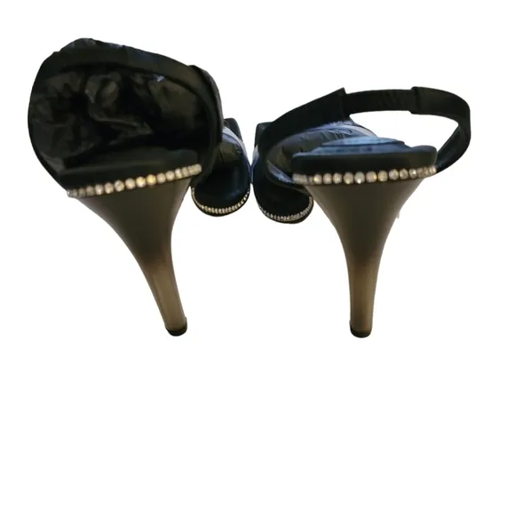 Good American Open Square Toe Heels, color black Size 7