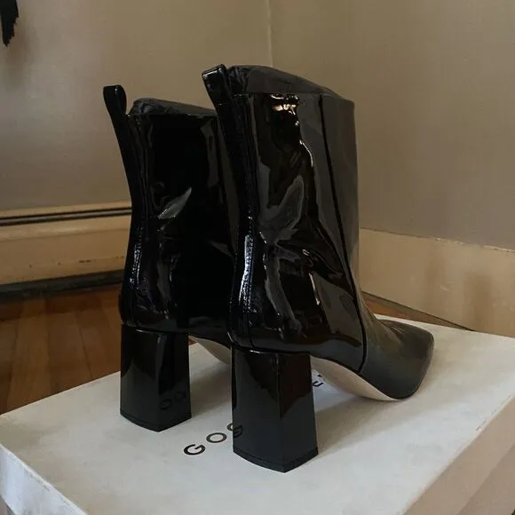 GOOD AMERICAN pattent leather square toe ankle boots high heels sz 10.5 NIB