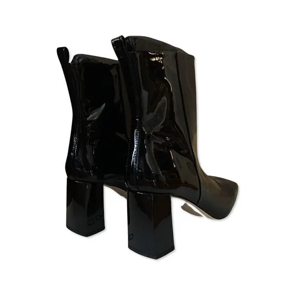 GOOD AMERICAN pattent leather square toe ankle boots high heels sz 10.5 NIB