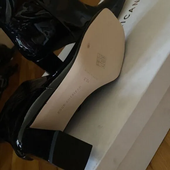 GOOD AMERICAN pattent leather square toe ankle boots high heels sz 10.5 NIB