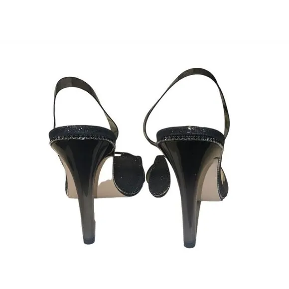 Good American Glitter Square Toe Heel