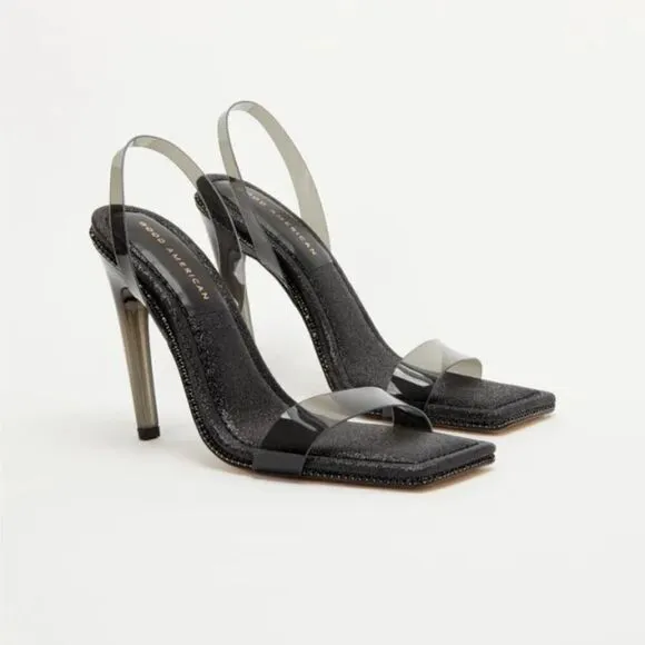 Good American Glitter Square Toe Heel