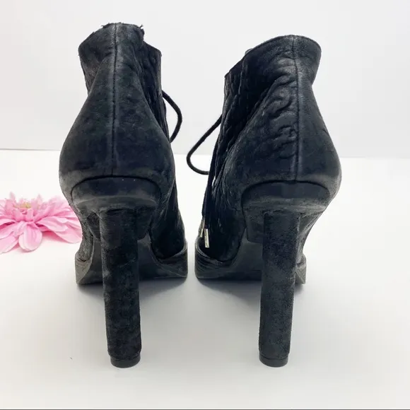 Goran Horal Leather Lace Up Platform Lagenlook Stiletto Ankle Booties Oxfords
