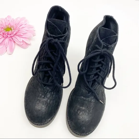 Goran Horal Leather Lace Up Platform Lagenlook Stiletto Ankle Booties Oxfords