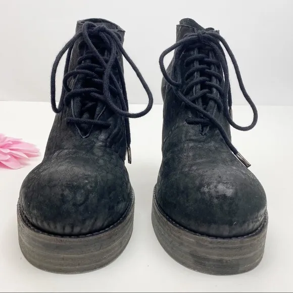 Goran Horal Leather Lace Up Platform Lagenlook Stiletto Ankle Booties Oxfords