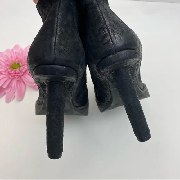 Goran Horal Leather Lace Up Platform Lagenlook Stiletto Ankle Booties Oxfords