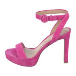 GUC Veronica Beard Darcelle Pink Suede Ankle Strap Open Toe Platform Heels 7