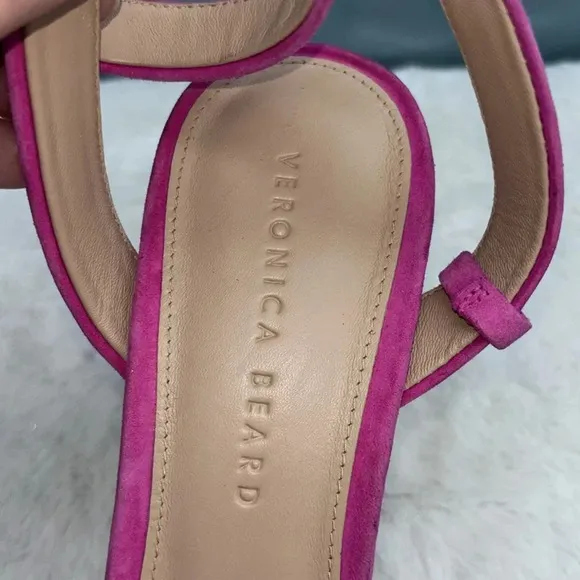 GUC Veronica Beard Darcelle Pink Suede Ankle Strap Open Toe Platform Heels 7