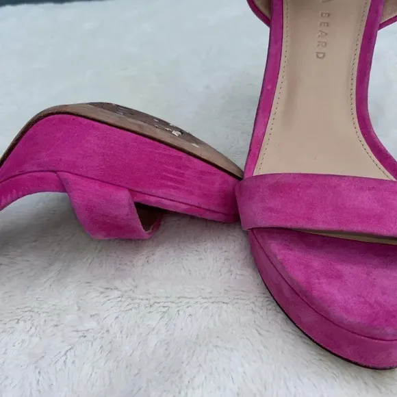 GUC Veronica Beard Darcelle Pink Suede Ankle Strap Open Toe Platform Heels 7