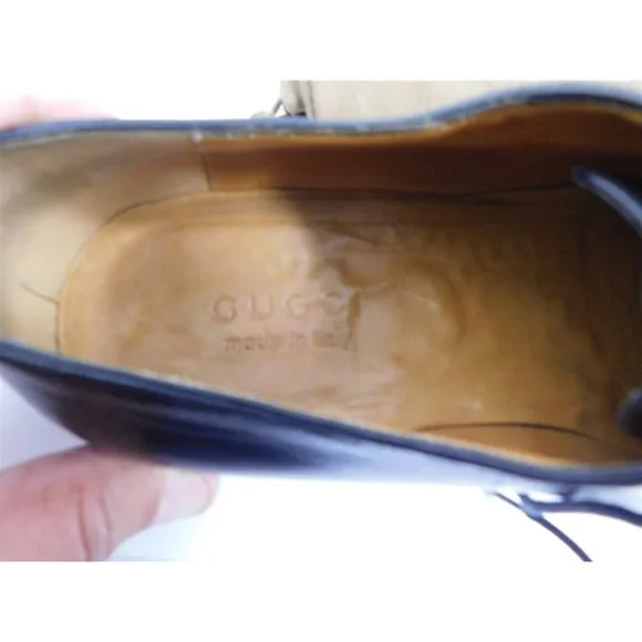 Gucci Black Leather Dress Oxfords Italy 44 E