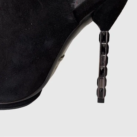GUCCI BLACK SUEDE SLINGBACK OPEN TOE PUMPS
