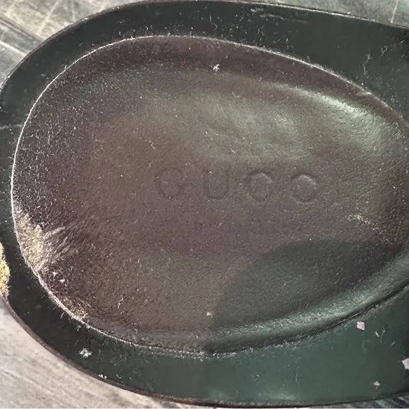Gucci GG Logo Sandals Kitten Heels THONGS Flip Flop Slides Brown Green Red 9.5