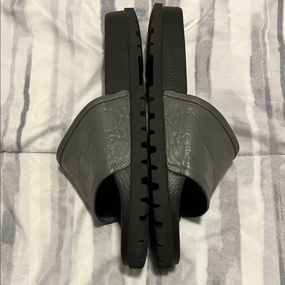 Gucci Gray Slide Sandals. Size 9. Original box/dust bags included