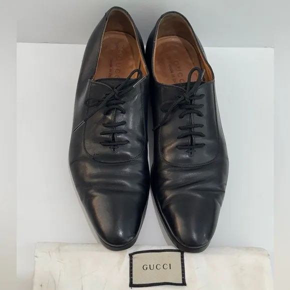 Gucci Men's Adel Double G Black Leather Oxfords -9