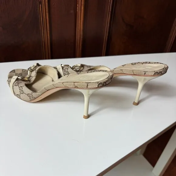 Gucci Monogram Horsebit Sandals Size 10B