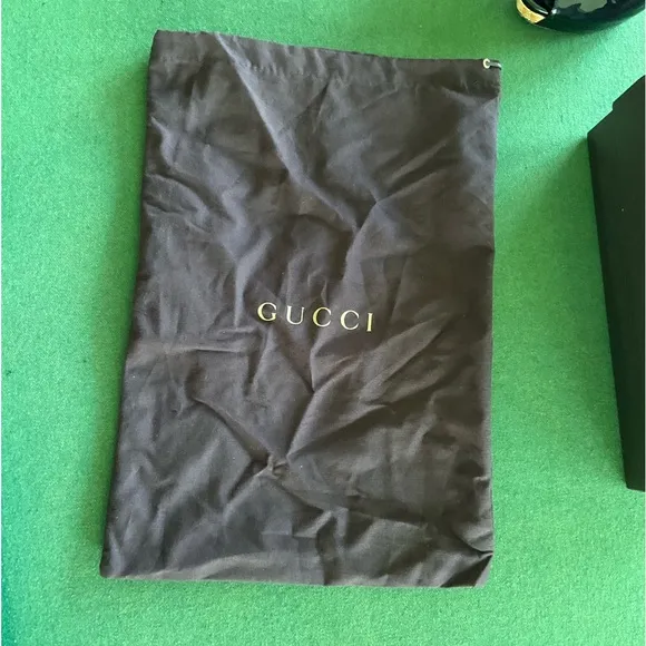 Gucci Open Toe Slingback Pump High Heels Patent Leather Black Size 8.5 B 38.5