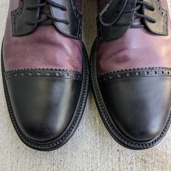 Gucci Oxfords Derbys 11.5 Burgundy Black Leather Captoe Brogues Lace Up