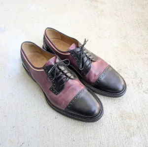 Gucci Oxfords Derbys 11.5 Burgundy Black Leather Captoe Brogues Lace Up