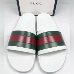 GUCCI Pursuit Stripes White Pool Slides Mens - White Gucci Web  Gucci Size US 11