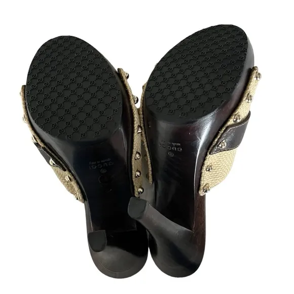 GUCCI SLIDES HEELS MULES HORSE-BIT SHOES NEW ITALY 🇮🇹 6