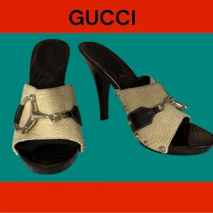GUCCI SLIDES HEELS MULES HORSE-BIT SHOES NEW ITALY 🇮🇹 6