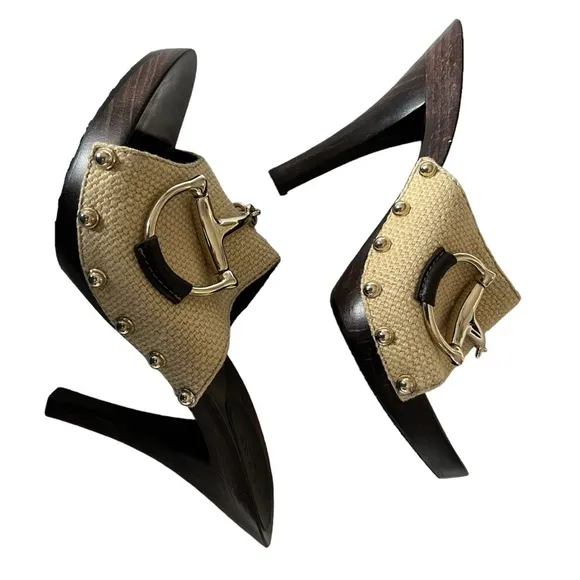 GUCCI SLIDES HEELS MULES HORSE-BIT SHOES NEW ITALY 🇮🇹 6