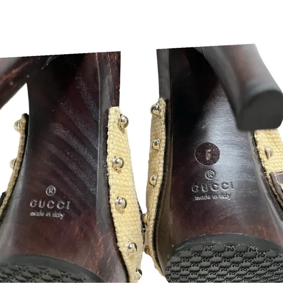 GUCCI SLIDES HEELS MULES HORSE-BIT SHOES NEW ITALY 🇮🇹 6