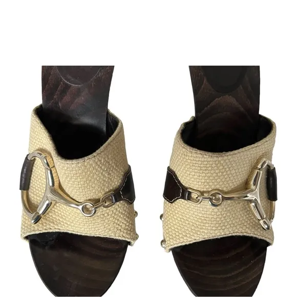 GUCCI SLIDES HEELS MULES HORSE-BIT SHOES NEW ITALY 🇮🇹 6