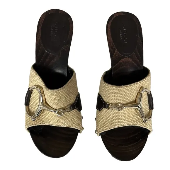 GUCCI SLIDES HEELS MULES HORSE-BIT SHOES NEW ITALY 🇮🇹 6