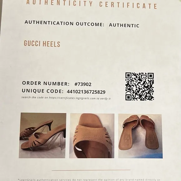 Gucci Tan Kitten Heel Slides, Size 37/US 6-1/2 GUC, Certificate of Authenticity