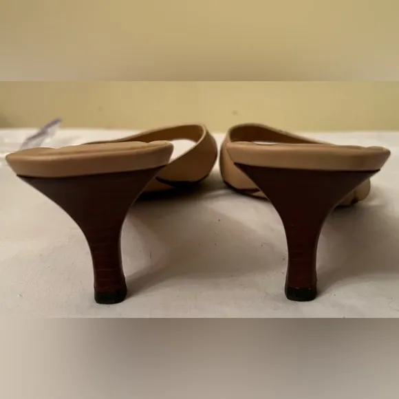 Gucci Tan Kitten Heel Slides, Size 37/US 6-1/2 GUC, Certificate of Authenticity