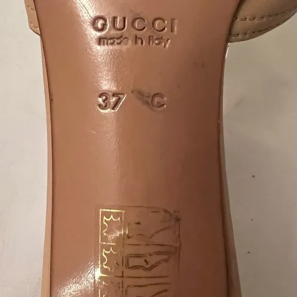 Gucci Tan Kitten Heel Slides, Size 37/US 6-1/2 GUC, Certificate of Authenticity