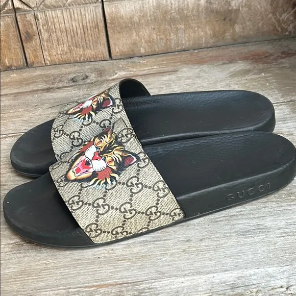 Gucci Tiger Print Pool Slides 39 fit like 8.5 Angry Cat Gucci