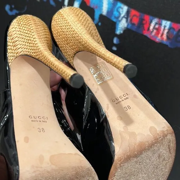 Gucci Patent Peep Toe Heels