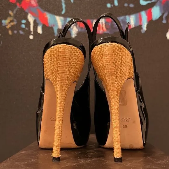 Gucci Patent Peep Toe Heels