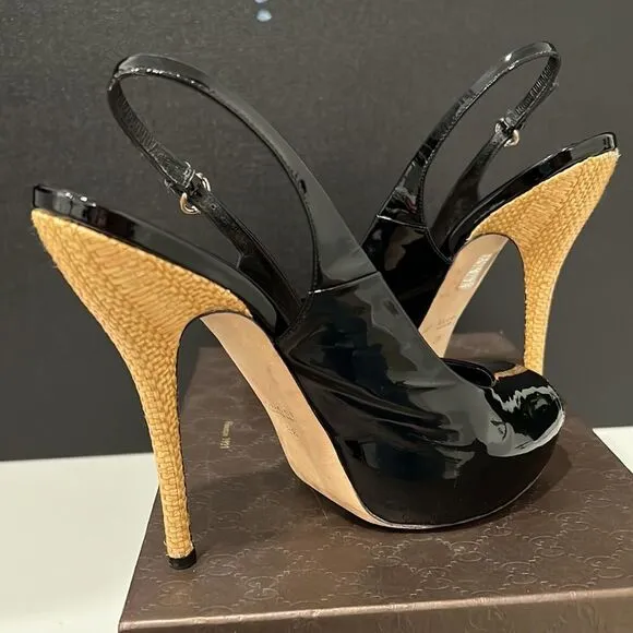 Gucci Patent Peep Toe Heels