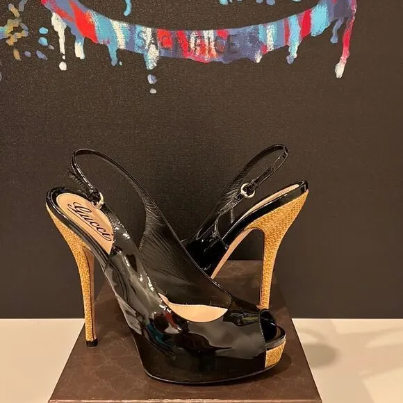 Gucci Patent Peep Toe Heels