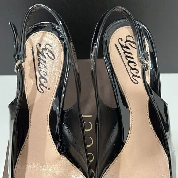 Gucci Patent Peep Toe Heels