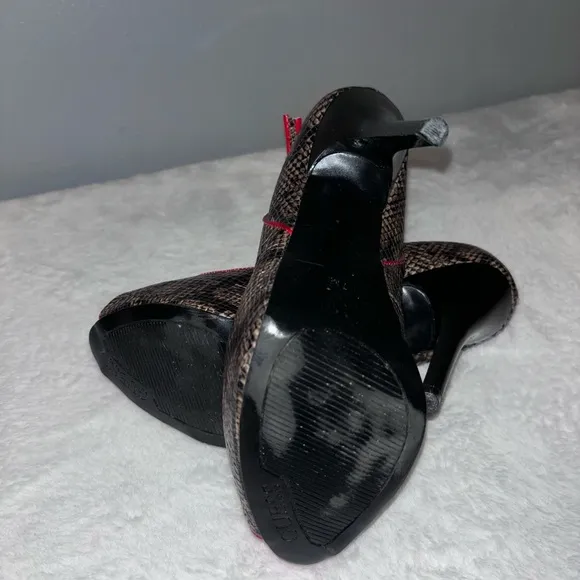 Guess Red and Brown Peep Toe Heels