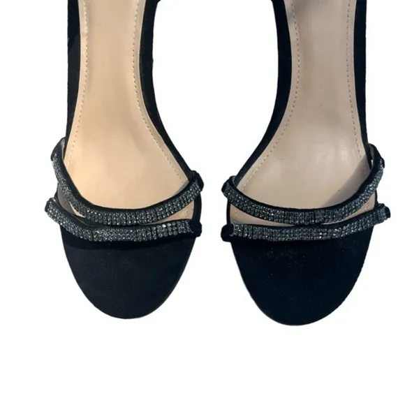 Guess Women’s Heels Peri Leather Open Toe Bridal Ankle Strap Black Size 7