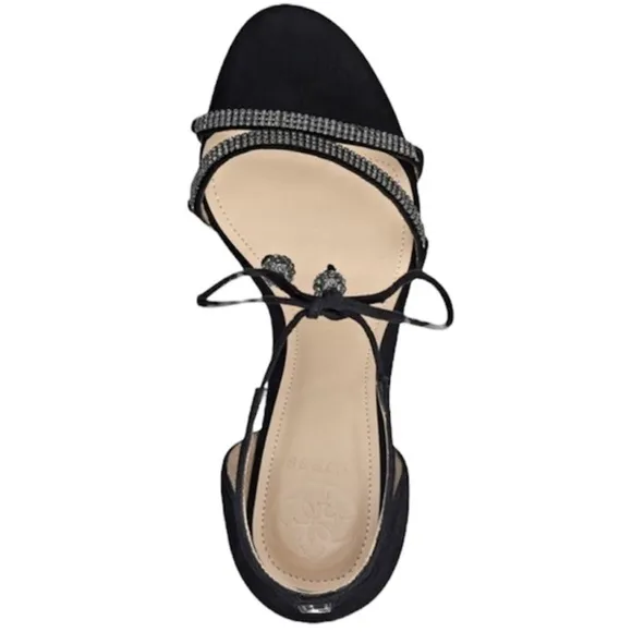 Guess Women’s Heels Peri Leather Open Toe Bridal Ankle Strap Black Size 7