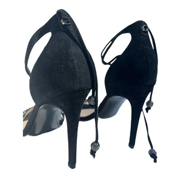 Guess Women’s Heels Peri Leather Open Toe Bridal Ankle Strap Black Size 7