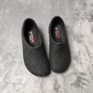 Haflinger  GZH Grizzly Closed Heel Style Wool Clogs Charcoal 37 Women's US 6.