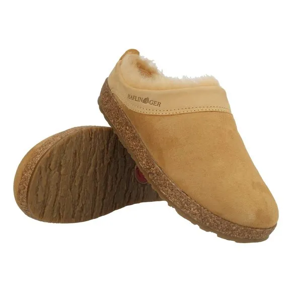 HAFLINGER SNOWBIRD LAMBSKIN LEATHER CLOG UNISEX TAN EU 38